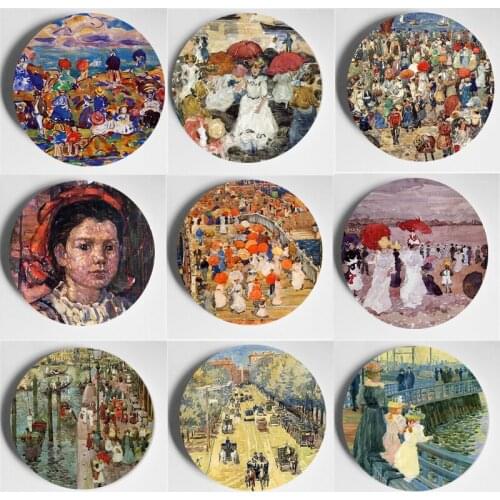 Maurice Brazil Prendergast Wall Plate High-Quality Beautiful Decorative Plate Ceramic Room Hotel Decorative Europe Art Plate