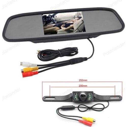 2 Video input Car Mirror Monitor 5 Inch TFT 800*480 display + Night Vision 7 LED Rear View Camera Parking assistance