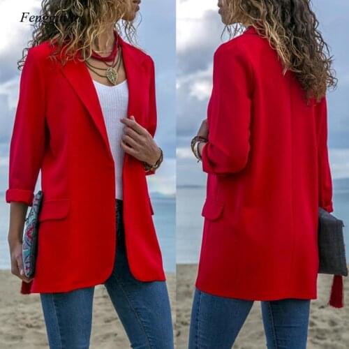 Spring and Autumn Womens Fashion Blazer Womens Blazer Long Sleeve Pure Color Coat Jacket Casual Coat Suit Suit Jacket