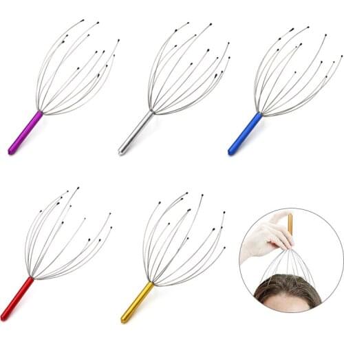 1pc Head Massager Claw Head Massager Relaxing Neck Massage Octopus Scalp Stress Relax Spa Healing Alloy