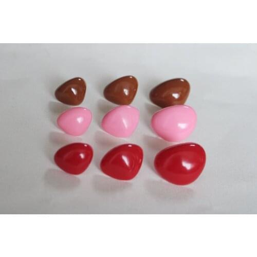 100pcs 9/11/15/18/20/22/26/29/35mm red/brown/pink Triangle plastic safety toy noses & soft washer for diy doll
