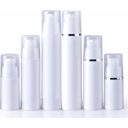 12pcs Empty Plastic White Airless Pump Bottle 15ml 30ml 50ml Vacuum Emulsion Lotion Refillable Bottles Small Cosmetic Containers