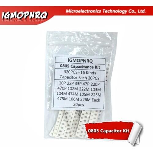 16values*20pcs=320pcs 0805 SMD Capacitor assorted kit 10pF~475M component diy samples kit