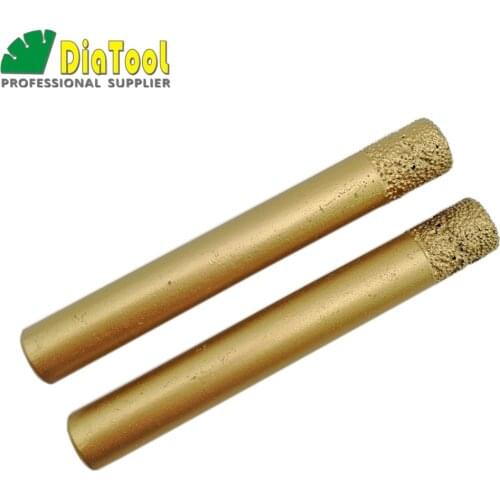 DIATOOL 2PCS CNC Engraving Bits For Stone(10/12mm) Flat-end, Striaght Diamond Burrs, Vacuum Brazed Diamond Carving Bits