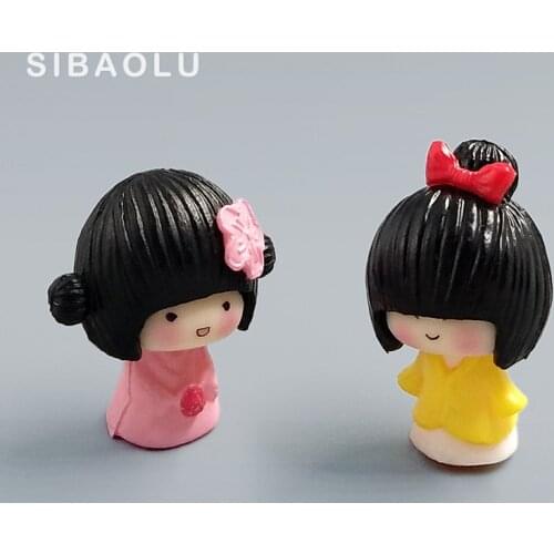 2pc/lot mini Janpanese Girl figurine Bonsai Moss people ornament home decor miniature fairy garden decoration accessories modern