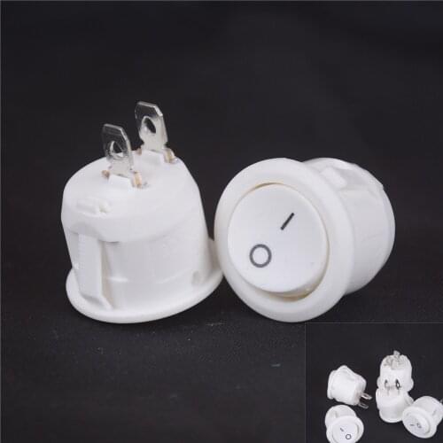 23mm 5PCS Round White Mini Small Round Boat Rocker Switches 2 Pin ON-OFF Rocker Switch