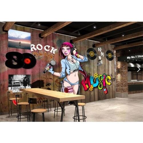3d photo wallpaper on the wall custom mural Retro hand-painted beauty KTV bar wooden board living room wallpaper for walls 3 d