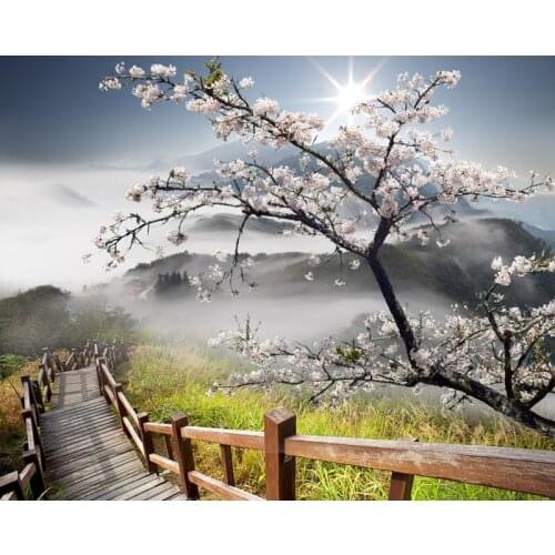 5D Diy Diamond Painting Sakura Cherry Blossom Cross Mountain View Stitch Square/round Sets Decorative Embroidery Pic By Numbers