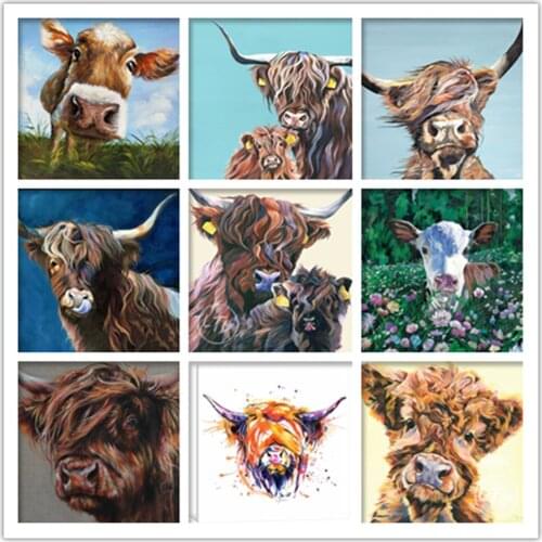 5d diy Diamond Painting Highland Cow full drill animal yak bull Diamond embroidery crystal sale diamond mosaic home decoration