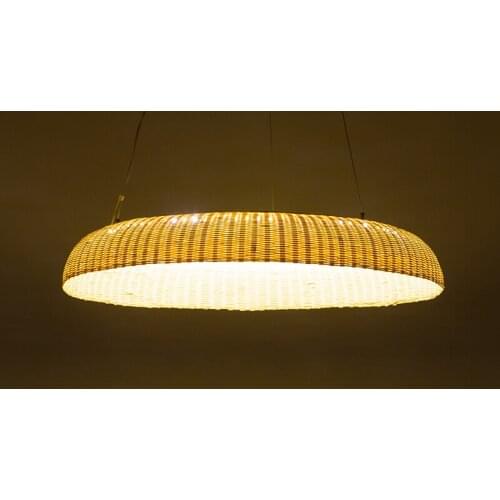 Bamboo ring led pendant lamp restaurant dining room annular LED lamp bar creative personality tea bamboo lamp Pendant Lights ZA