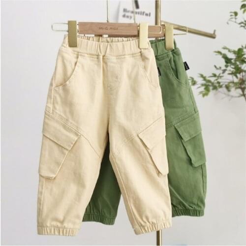 Toddler Boys Pants Casual Korean Pocket Pants For Boy 2 3 4 5 6 Years Children Trousers Elastic Waist Baby Boys Harem Pants 2020