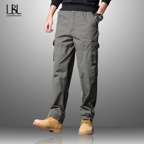 New Mens Tactical Pants Multiple Pockets Elasticity Military Urban Commuter Tacitcal Trousers Men Slim Fat Cargo Pants Fashion