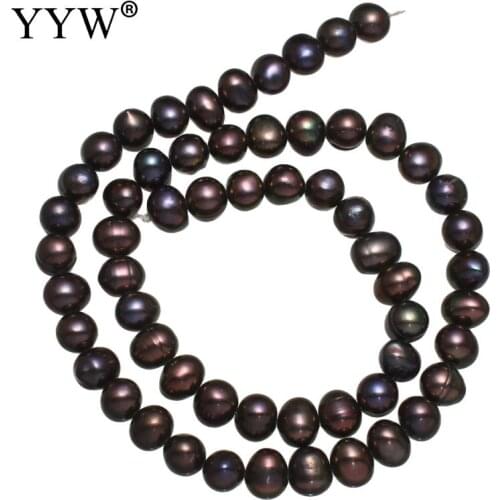 7-8mm Natural coffee color Freshwater Pearlr Pearl Beads Freeform Loose Beads Strand 14" For Jewelry Making