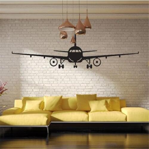 Black airplane wall sticker Living room bedroom study decoration modern art mural bar shop wall decoration
