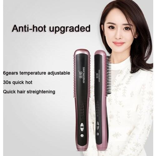Electric Ceramic Straightener Brush PTC Heating Hair Care Styling Comb Auto Massager Straightening Irons Fast Style Hair Iron