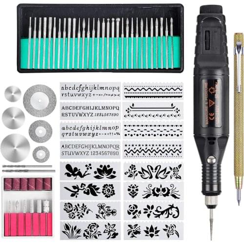 Electric Engraver Rotary Mini Engraving Pen Kit for Metal Glass Ceramic Jewelry DIY Nail Stencils Vinyl Cutting Bottle Etching