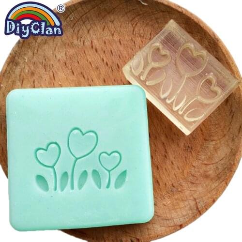 Handmade soap stamp mold mini diy three flowers patterns organic glass soap making Acrylic chapters Z0041HD
