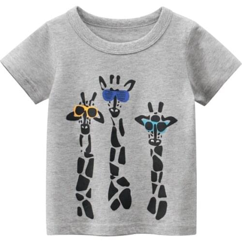 New Boy Girl Cartoon Giraffe T Shirt Kids Summer Clothes Toddler Boys Cotton Short Sleeve T Shirts Children Tee Boutique Outfits
