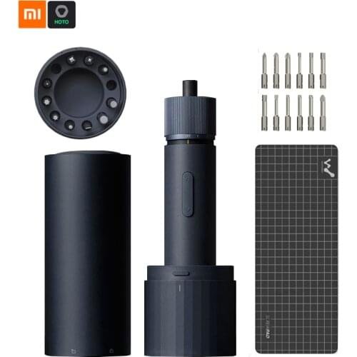 HOTO Straight Handle Electric Screwdriver Kit 12 Long S2 Steel Bit 3 Gear 1500mAh Rechargeable With Stroage Box LED Ring Light