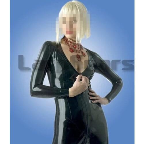 Handmade latex catsuit with V-shape collar with socks custom made