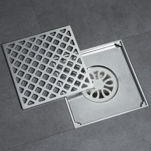 Brass Shower Square Drain Bathroom Deodorizing Linear Drainage Channel Floor Waste Grates for Hotel Bathroom Kitchen 15x15CM