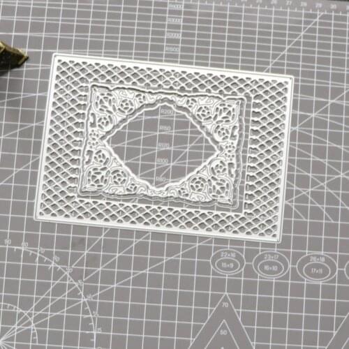 Metal Cutting Dies Diamond Lattice Rectangle Frame Stencils for Making Scrapbooking DIY Album Paper Cards Embossing Dies Cut