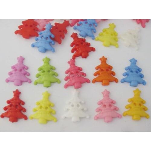 NBNLAL Assorted colors christmas tree buttons for christmas craft design 200pcs two holes sewing button