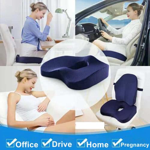 Non-Slip Seat Cushion for Car Back Support Sciatica Tailbone Pain Relief Pillow Wheelchair Office Memory Foam Cushion