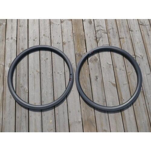 Pair Bicycle Wheel Rims 23mm Width Toray Carbon Road Bike Cycling Clincher Wheel Rim 38mm Basalt Brake Surface Brake Pads