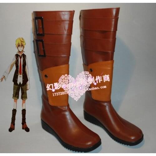 Pandora Hearts Oz Vessalius Brown Halloween Long Cosplay Shoes Boots H016