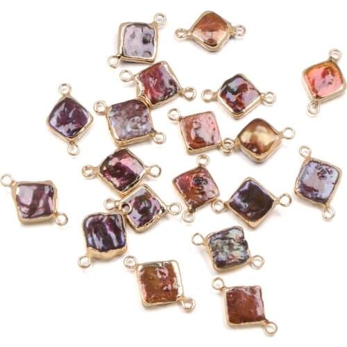 Natural Freshwater Pearl Pendant irregular Double hole connector Pendants for Jewelry Making DIY Bracelet Necklaces Accessories