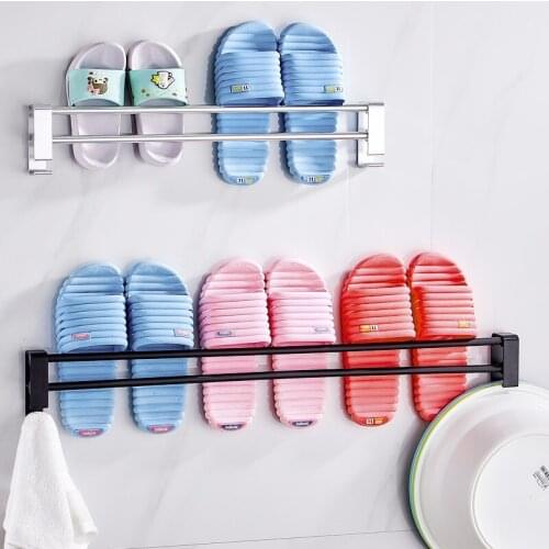 Bathroom Slippers Rack Wall-mounted Punch-free Toilet Door Shelf Toilet Multi-function Hanging Drain Basin Rack Shelf