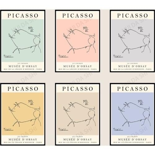 Picasso Exhibition Poster, Gallery Quality Art, The Pig, Choose a Colour, Vintage Art, Minimalist Poster, Art Print, Ideal Gift