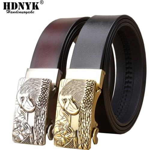Famous Brand Designer Eagle Buckle Belt Men Cowskin Genuine Luxury Leather Mens Belts for Men,Strap Male Metal Automatic Buckle