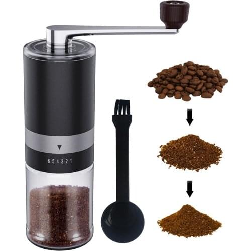 Hand Crank Coffee Grinder With Spoon Clean Brush Portable Stainless Steel Grinding Machine Coffee Bean Grinders Kitchen Tool