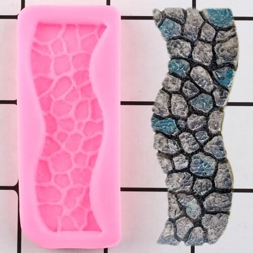 Stone Path Silicone Molds Fairy Garden Stone Texture Fondant Mold Baby Party Cake Decorating Tools Candy Clay Chocolate Moulds