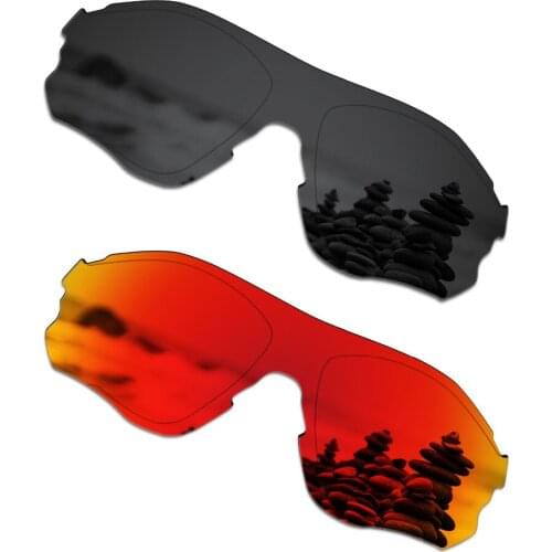 SmartVLT 2 Pieces Polarized Sunglasses Replacement Lenses for Oakley EVZero Path Stealth Black and Fire Red