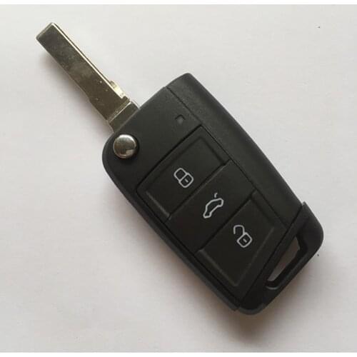 New Replacement 3 Button Remote Key Shell For Volkswagen Golf 7 Skoda Octavia Flip Fold Key Case Cover With Logo