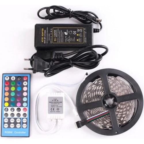 12 Volt LED RGBW RGBWW Light Strip Lamp 5Meter SMD5050 60L/M with 40Key Remote Controller 5A AC 110V 220V to DC 12V Power Supply