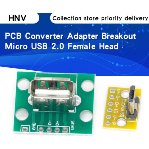 Vertical USB MiCroUSB Micro USB 2.0 Female Head A Connector 2.54mm PCB Converter Adapter Breakout Board 180 Degree Vertical