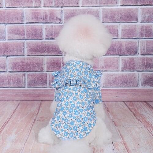 Spring Summer Pet Dog Clothes Female Floral Two Legs Princess Dogs Shirt Cat Coat For Small Dogs Yorkshire New Dog Costumes