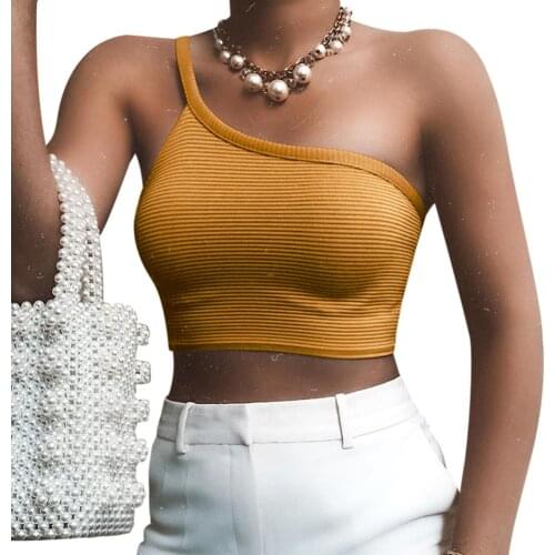 Women Sexy Irregular Shoulder Straps Vest Top Summer Ladies Solid Color Short Tank Camis Tops