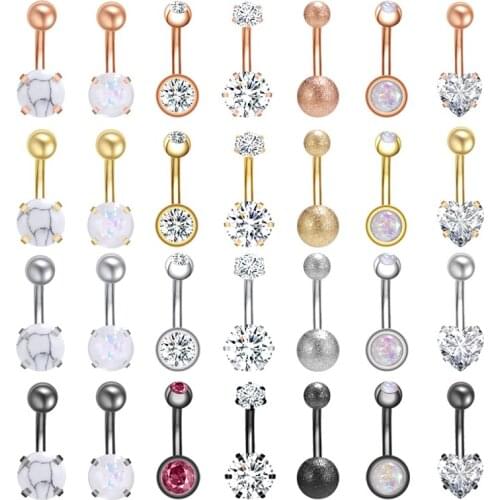 ZS 316L Surgical Steel Belly Button Rings 14G Stainless Steel Navel Pierc Rings For Women Sexy Button Piercing Ring Jewelry