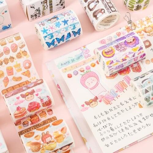 1roll Cartoon Cute Animal Food Washi Tape DIY Decoration Scrapbooking Planner Adhesive Masking Tape Stationery Supply
