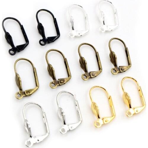 17*11mm 50pcs High Quality 5 Colors Plated Brass French Earring Hooks Wire Settings Base Settings Whole Sale