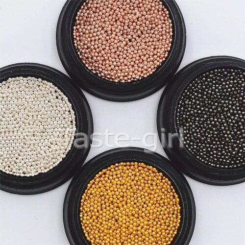2Box Steel Beads Nail Studs Gold Silver Rose-Gold balck Metal 1.2mm Size 3D Nails Art Round Decorations DIY Manicure supplies