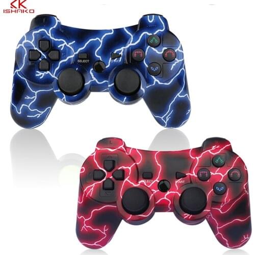 Best Selling 2 Pack Wireless 6-axis Double Shock Gaming Controller for Sony Playstation 3Charging Cord Blue and Red color 2 pack