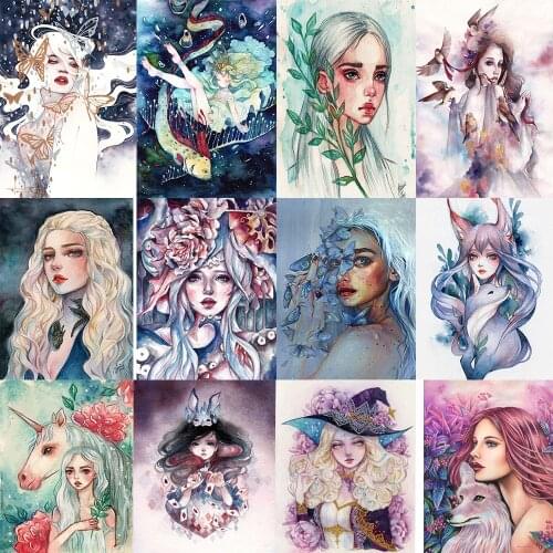 5D Diy Diamond Painting Cartoon Girl Portrait Full Square/Round Diamond Embroidery Mosaic Kit Handmade Home Decor