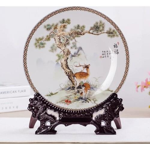 Jingdezhen Antique Ceramic Aminal Pattenrs Plate Decoration Plate Tray Hanging Tray Arts and Crafts Decoration