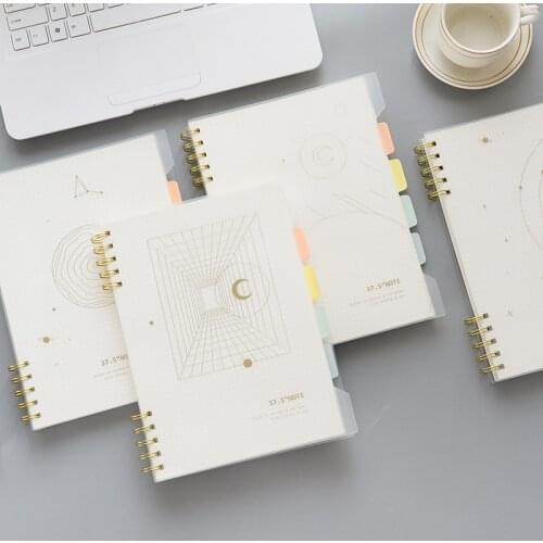 120 Sheets Grid Notebook A5 Thickened Study Planner Coil New Design Memo Pads Line B5 Transparent Frosted Gilt Cover Stationary